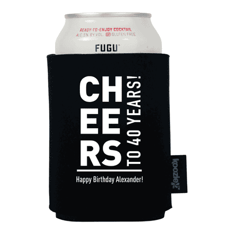 Koozie® Cheers Block Lettering Birthday Drink Cooler