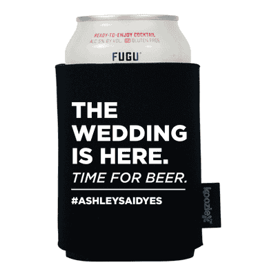 Koozie® The Wedding is Here Time for Beer Wedding Drink Cooler - alternate view