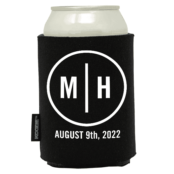 Koozie® Minimalist Block Initials Wedding Drink Cooler - myKoozie.com