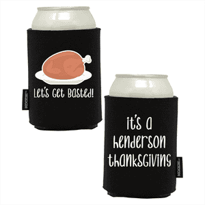 Koozie®   Get Basted Foam Can Cooler | 2 Sides - Black