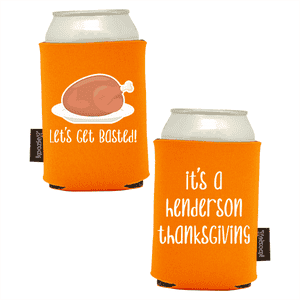 Koozie®   Get Basted Foam Can Cooler | 2 Sides - Bright Orange
