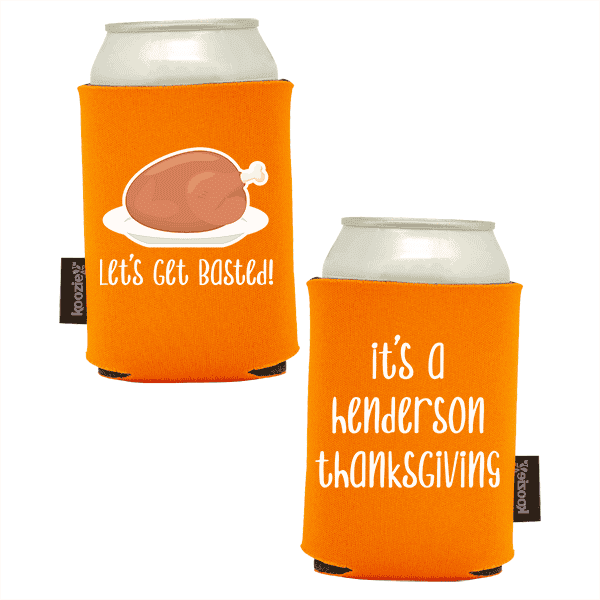Koozie®   Get Basted Foam Can Cooler | 2 Sides - Bright Orange