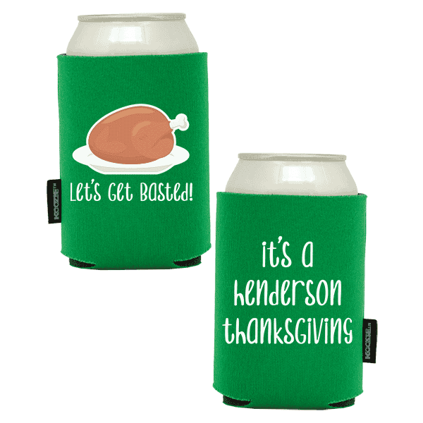 Koozie®   Get Basted Foam Can Cooler | 2 Sides - Green