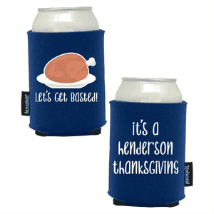 Koozie®   Get Basted Foam Can Cooler | 2 Sides - Navy