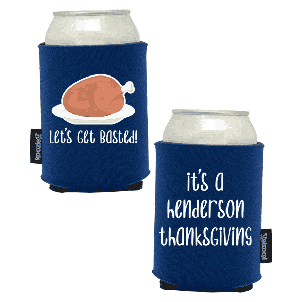 Koozie®   Get Basted Foam Can Cooler | 2 Sides - Navy