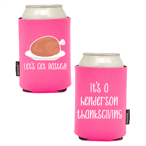 Koozie®   Get Basted Foam Can Cooler | 2 Sides - Pink
