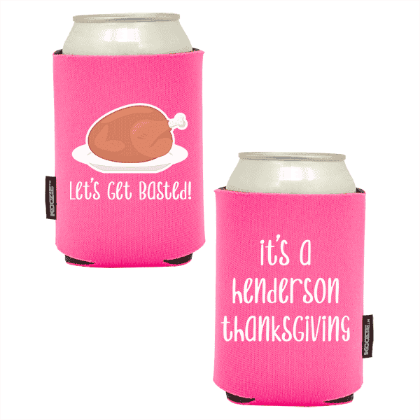 Koozie®   Get Basted Foam Can Cooler | 2 Sides - Pink