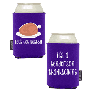 Koozie®   Get Basted Foam Can Cooler | 2 Sides - Purple