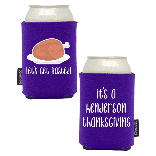 Koozie®   Get Basted Foam Can Cooler | 2 Sides - Purple
