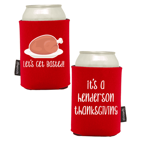 Koozie®   Get Basted Foam Can Cooler | 2 Sides - Red