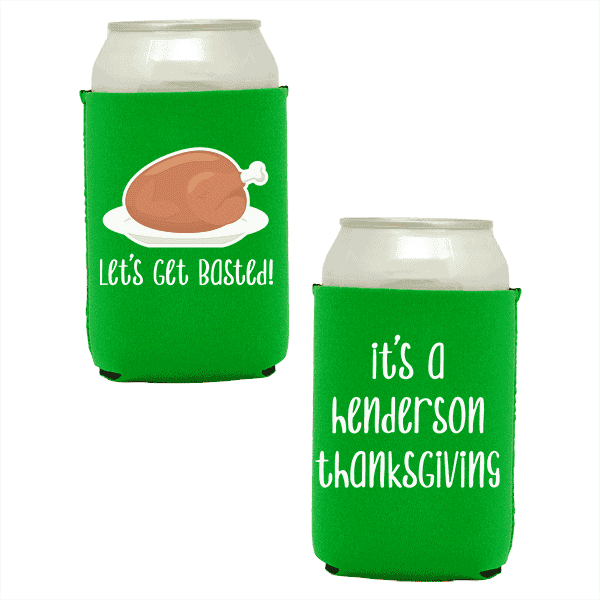 Koozie®   Get Basted Neoprene Can Cooler | 2 Sides - Green