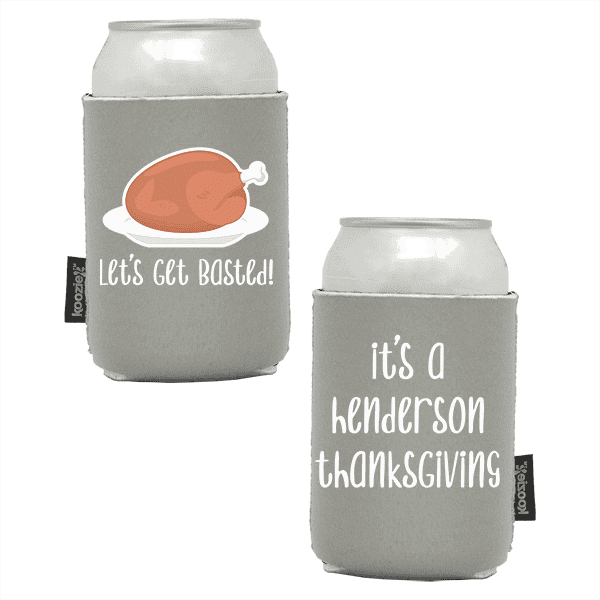Koozie®   Get Basted Neoprene Can Cooler | 2 Sides - Gray