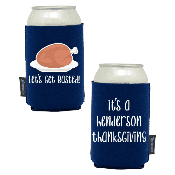 Koozie®   Get Basted Neoprene Can Cooler | 2 Sides - Navy