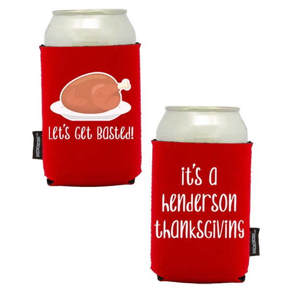 Koozie®   Get Basted Neoprene Can Cooler | 2 Sides - Red