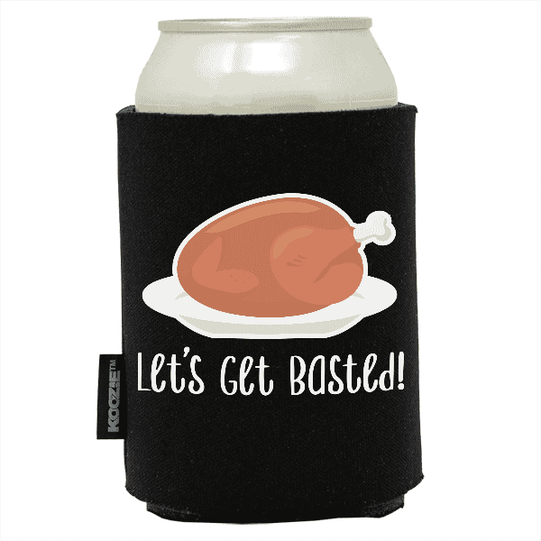 Koozie®  Get Basted Foam Can Cooler |1 Side - Black