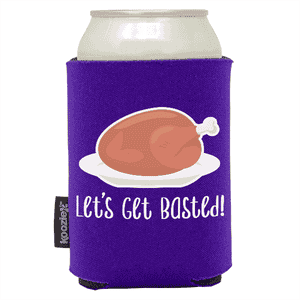 Koozie®  Get Basted Foam Can Cooler |1 Side - Purple