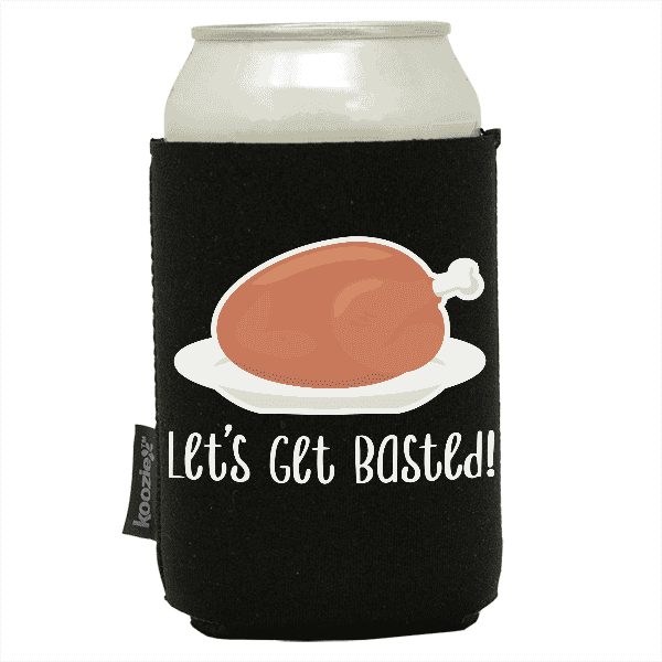 Koozie®   Get Basted Neoprene Can Cooler | 1 Side - Black