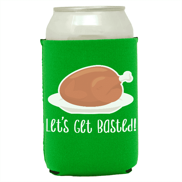Koozie®   Get Basted Neoprene Can Cooler | 1 Side - Green