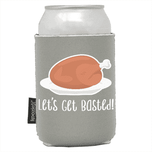 Koozie®   Get Basted Neoprene Can Cooler | 1 Side - Gray