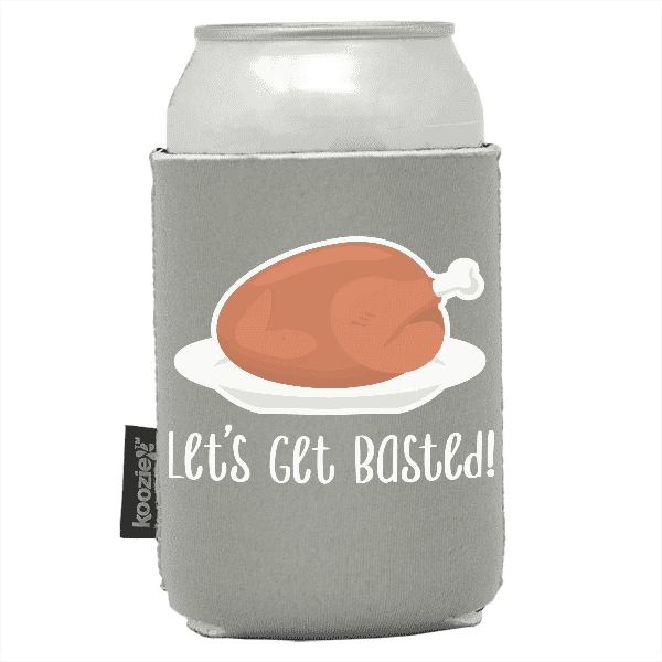 Koozie®   Get Basted Neoprene Can Cooler | 1 Side - Gray