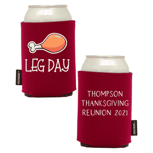 Koozie®  Leg Day Foam Can Cooler | 2 Sides - Maroon
