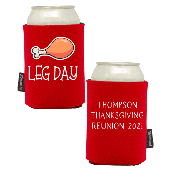 Koozie®  Leg Day Foam Can Cooler | 2 Sides - Red