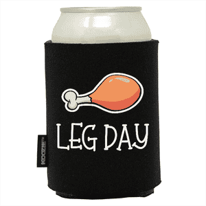 Koozie® Leg Day Foam Can Cooler |1 Side - Black
