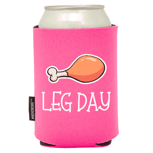 Koozie® Leg Day Foam Can Cooler |1 Side - Pink