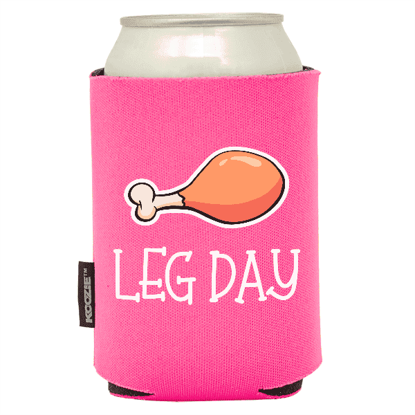 Koozie® Leg Day Foam Can Cooler |1 Side - Pink