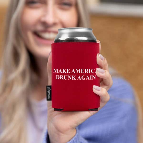 Girl Holding Make America Drunk Again Koozie®