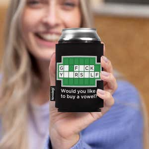 Girl Holding Buy A Vowel Koozie®