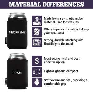 Neoprene Vs. Foam Can Cooler Infographic