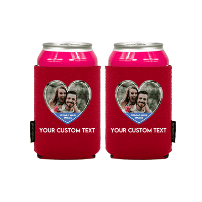 Koozie® Custom Photo Heart Neoprene Can Cooler | 2 Sides
