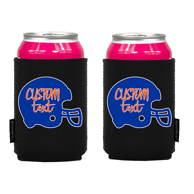 Koozie? Custom Text with Helmet Neoprene Can Cooler | 2 Sides