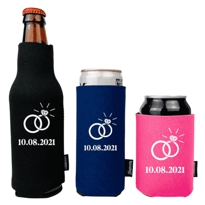 Koozie® Ring with Date Bridal Shower Drink Cooler - alternate view