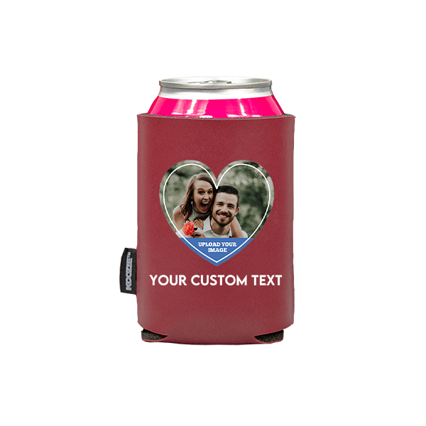 Koozie® Custom Photo Heart Vegan Leather Can Cooler | 1 Side