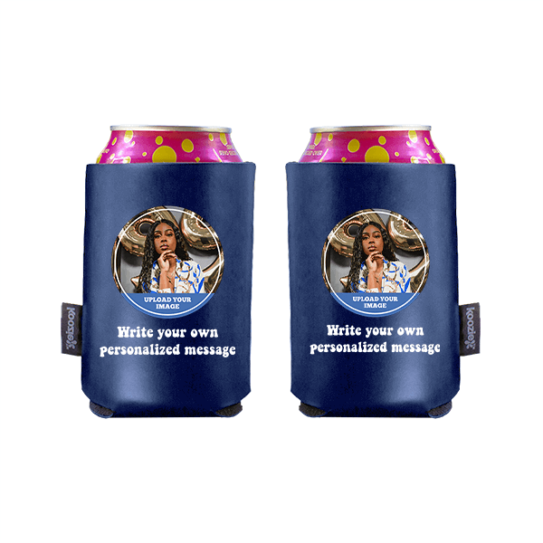 Koozie® Custom Photo Circle Vegan Leather Can Cooler | 2 Sides