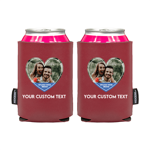 Koozie® Custom Photo Heart Vegan Leather Can Cooler | 2 Sides