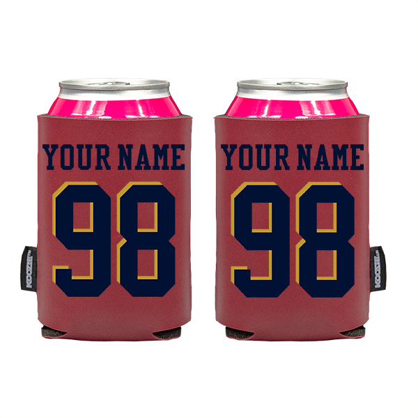 Koozie® Custom Name and Number Vegan Leather Can Cooler | 2 Sides