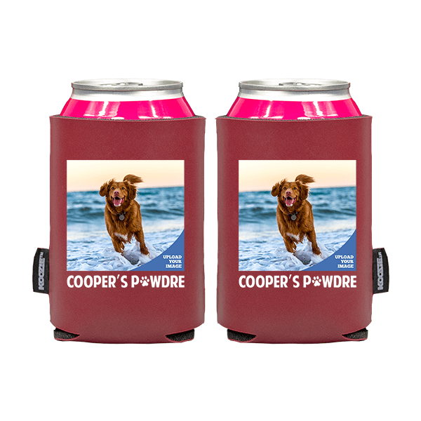 Koozie® Custom Photo Pawdre Vegan Leather Can Cooler | 2 Sides