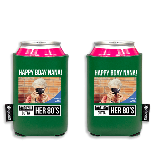 Koozie® Custom Photo Straight Outta Vegan Leather Can Cooler | 2 Sides