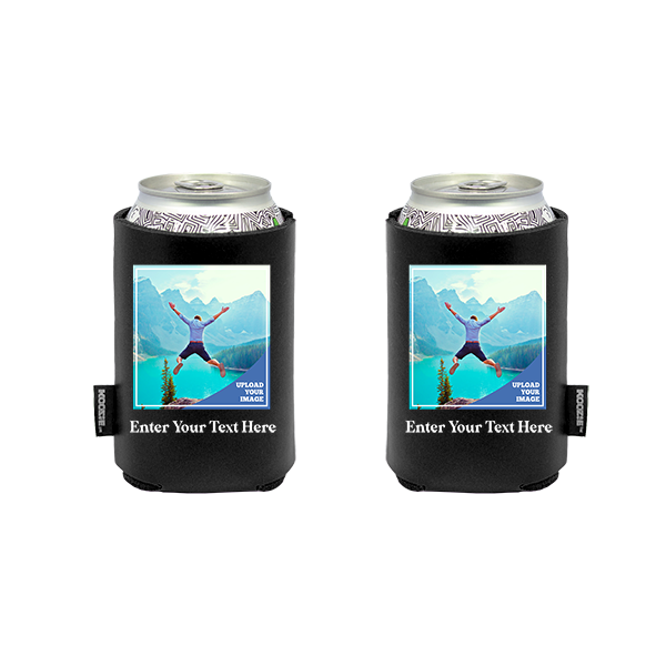 Koozie® Custom Photo Square Vegan Leather Can Cooler | 2 Sides